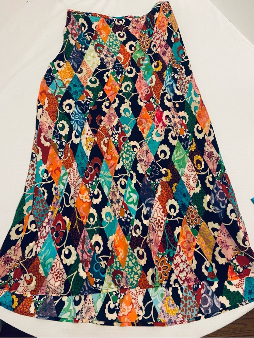 RIXO Colorful Diamond Patchwork Maxi Skirt, M